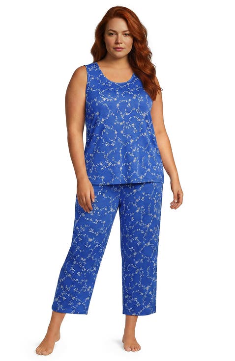 Plus Size Cooling 3 Piece Pajama Set - Tank Crop and Robe