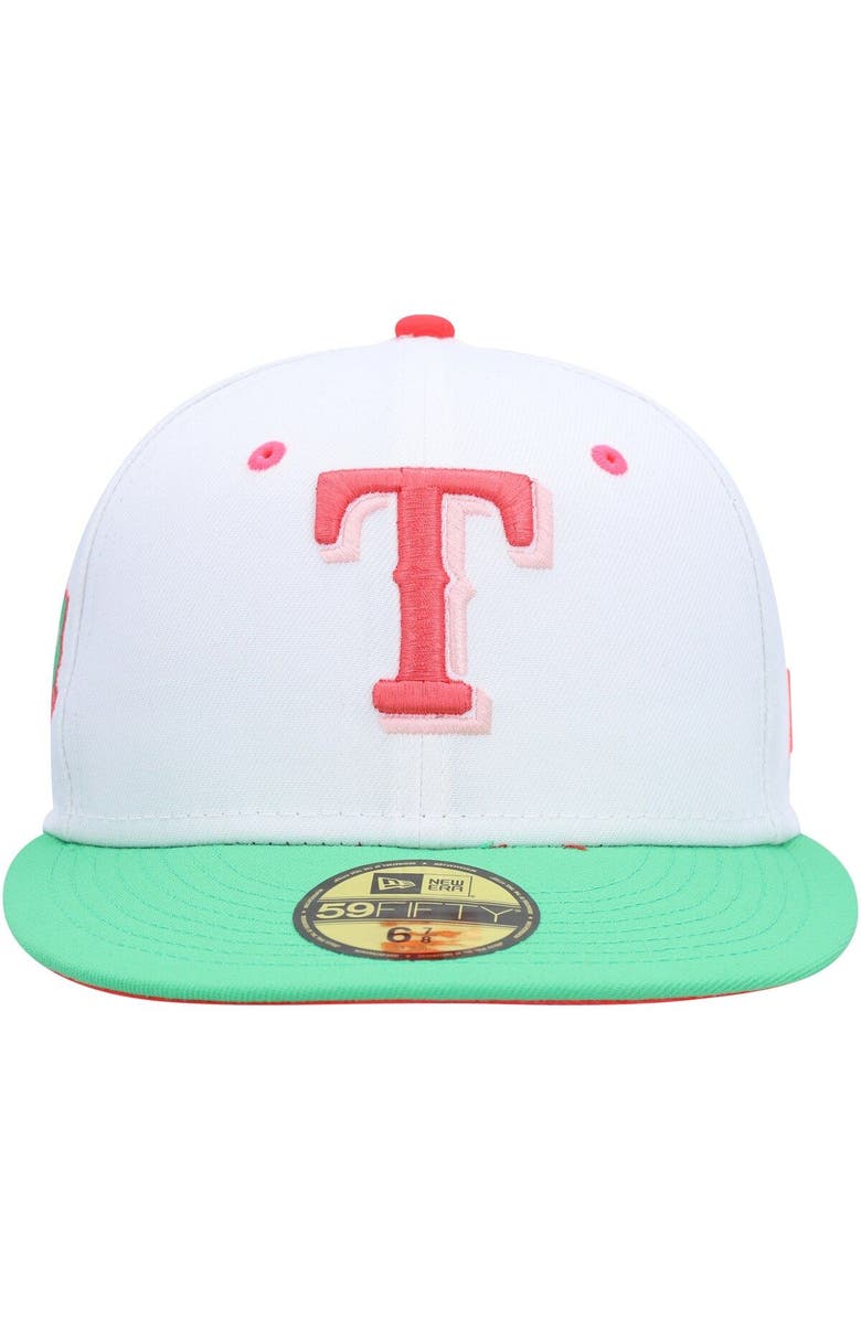 New Era Men's New Era White/Green Texas Rangers 40th Anniversary Watermelon Lolli 59FIFTY Fitted Hat, Alternate, color, 