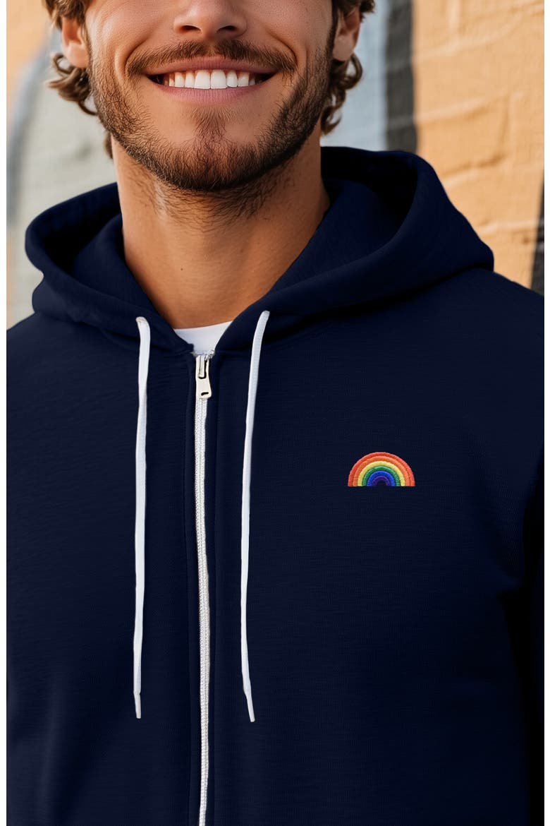 Rainbow Zip Hoodie, Alternate, color, Navy Blue