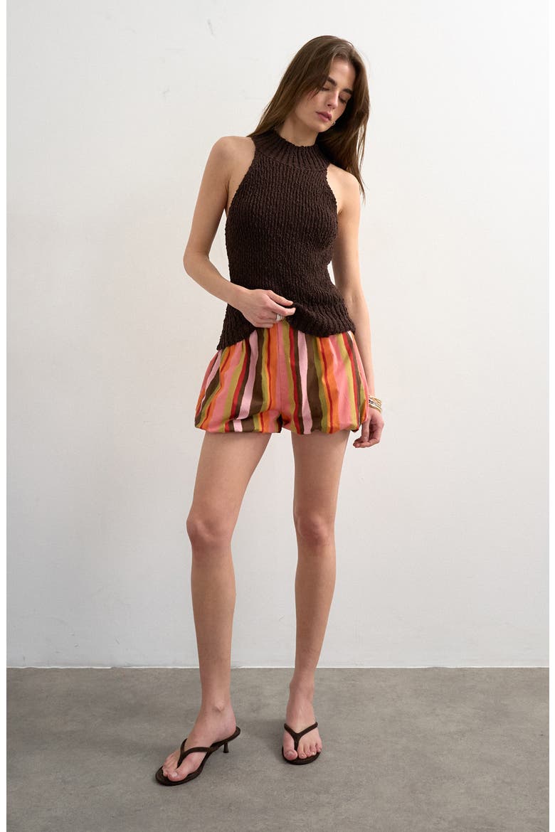 Stripe Bubble Hem Shorts, Main, color, PINK