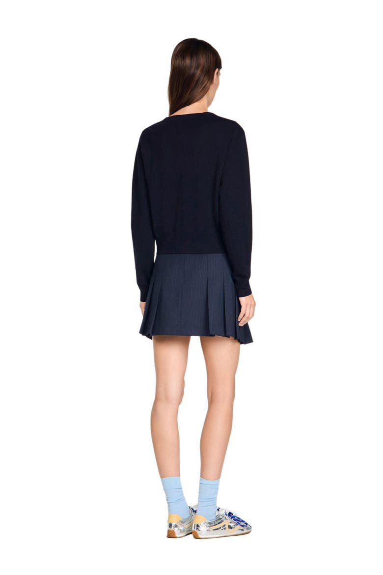 V-neck wool sweater, Alternate, color, Navy blue