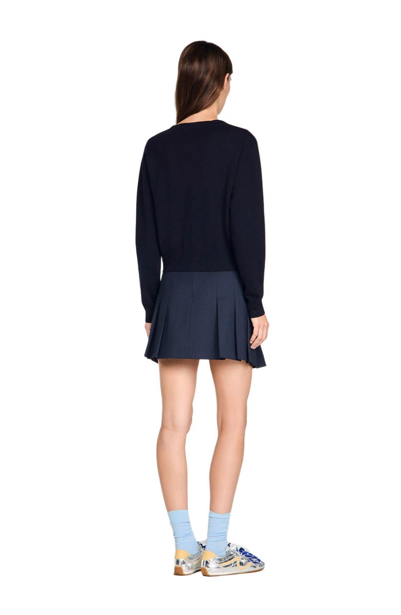 SANDRO V-neck wool sweater, Alternate, color, Navy Blue