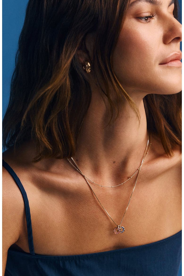 Baguette Birthstone Charm Necklace, Alternate, color, January Gold Filled