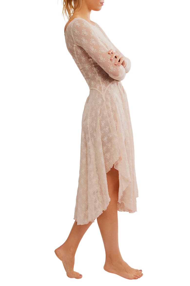 Dial for Drama Floral Mesh Lace Long Sleeve Nightgown, Alternate, color, CRYSTAL GREY