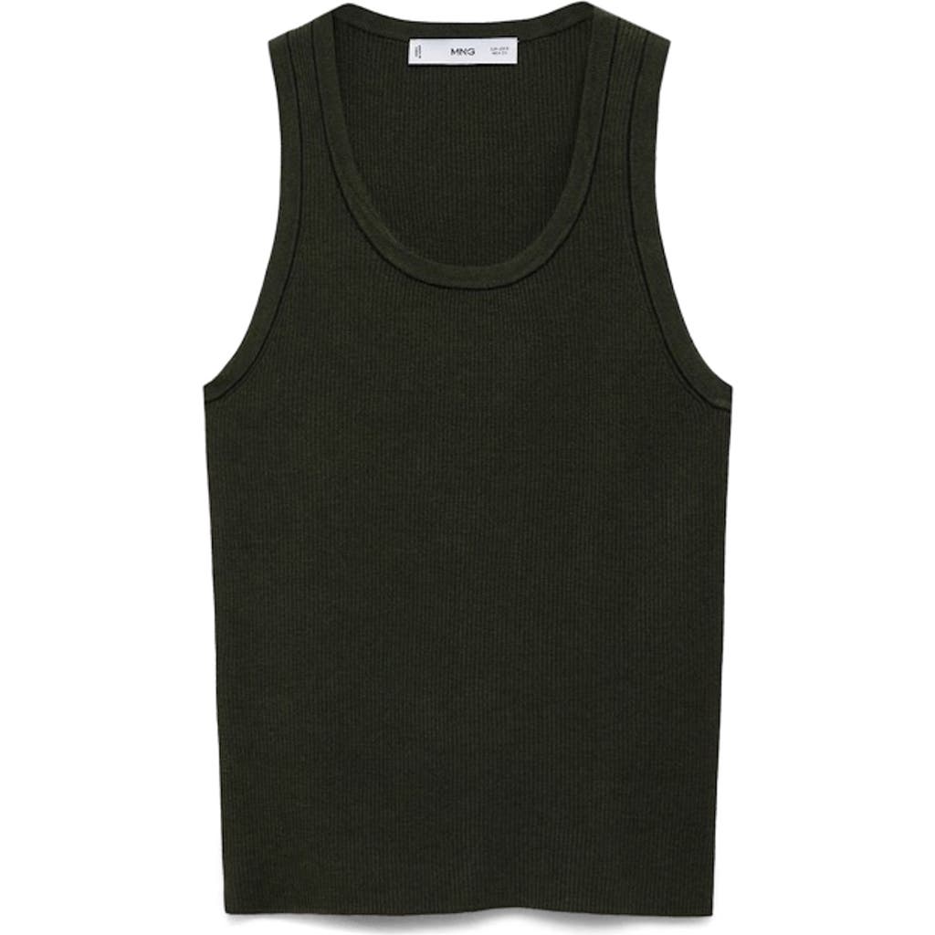 MANGO Rib Tank in Khaki Green at Nordstrom, Size Large