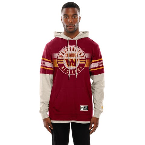 Men's New Era  Burgundy Washington Commanders Twofer Layered Long Sleeve Hoodie T-Shirt