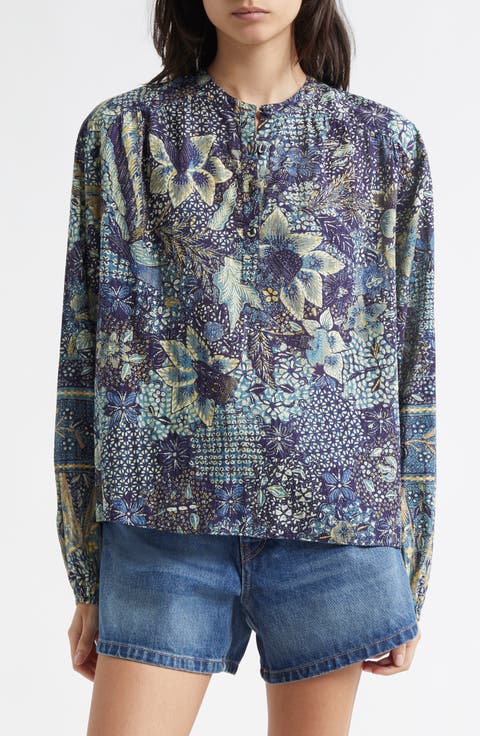 Harlowe Floral Long Sleeve Cotton Blend Top