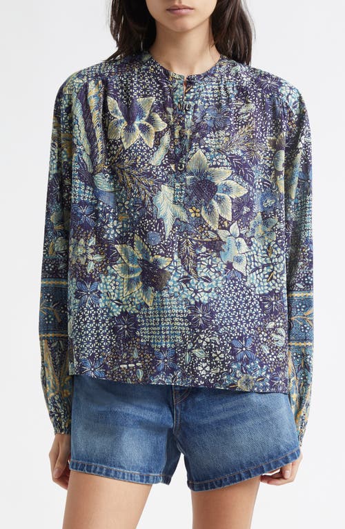 Ulla Johnson Harlowe Floral Long Sleeve Cotton Blend Top In Portofino