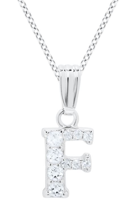 White Topaz Pavé Initial Pendant Necklace (Baby)