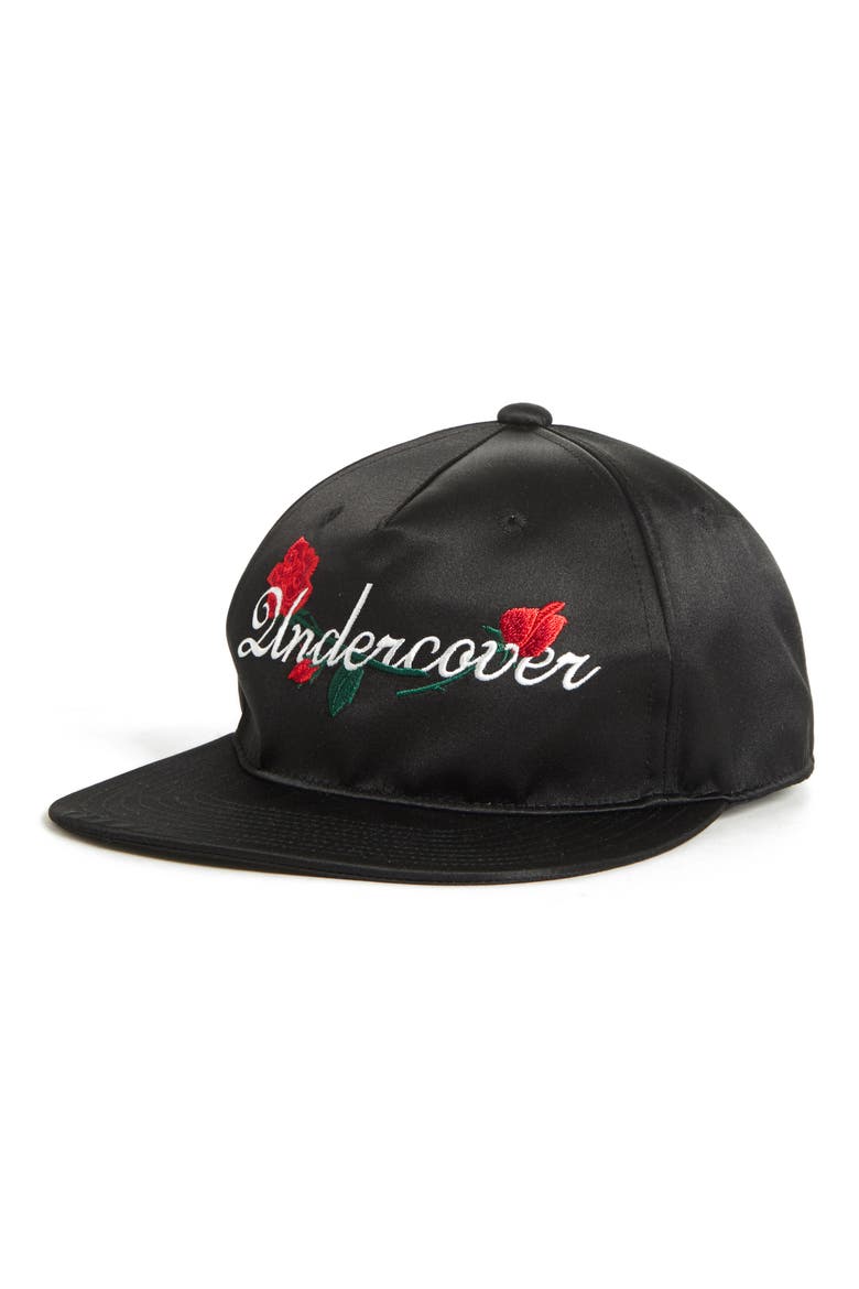 Rose Embroidered Logo Cap, Main, color, B BLACK