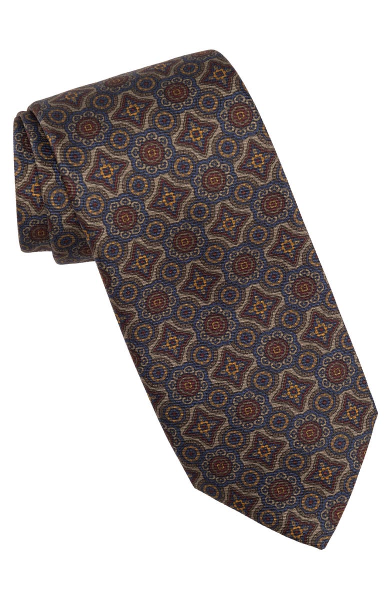 Elizabetta Lorenzo - Printed Madder Silk Tie for Men, Main, color, Blue