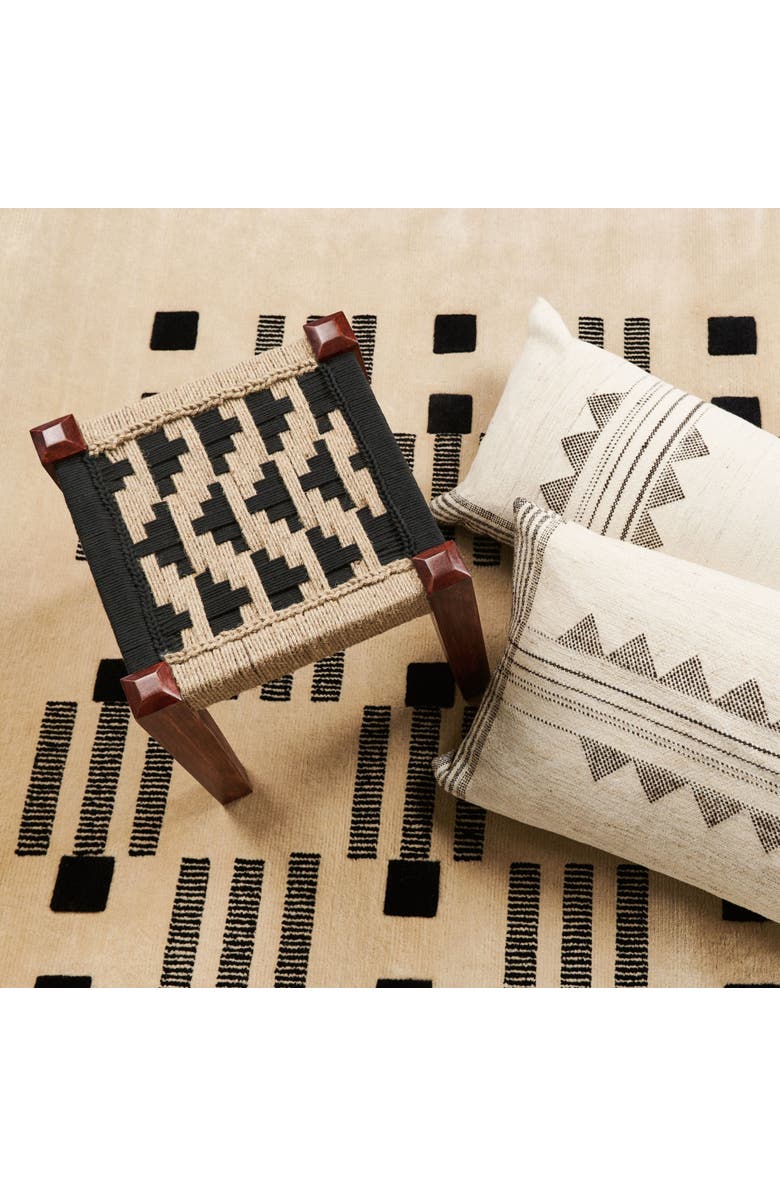 Studio Variously Kora White And Black Handloom Pillow - Cover + Insert, Alternate, color, Black/White