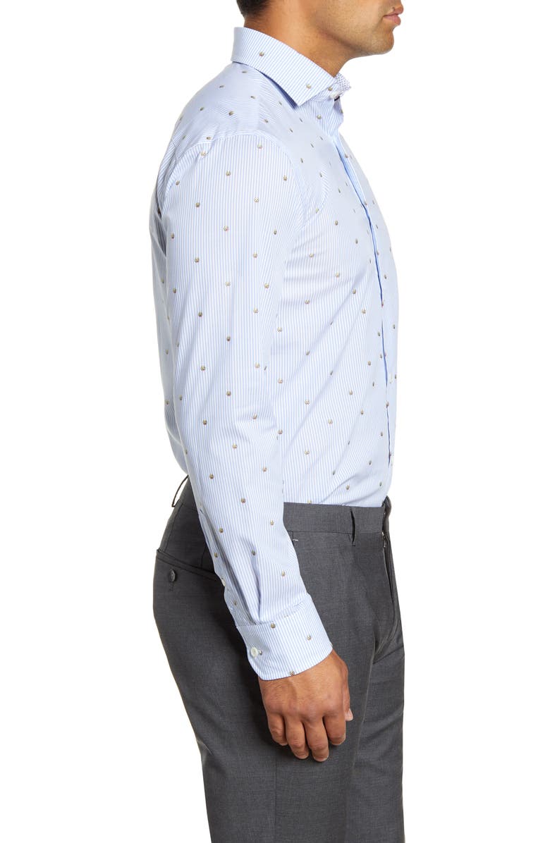 Bugatchi Trim Fit Emoji Print Dress Shirt, Alternate, color, 