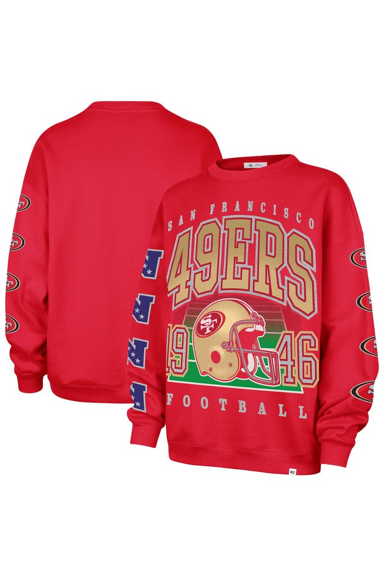 Women's '47  Scarlet San Francisco 49ers Go Big Oversized Pullover Sweatshirt, Main, color, Scarlet