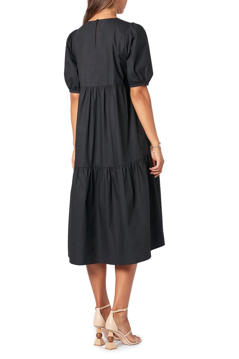 Judy Tiered Midi Dress, Alternate, color, BLACK