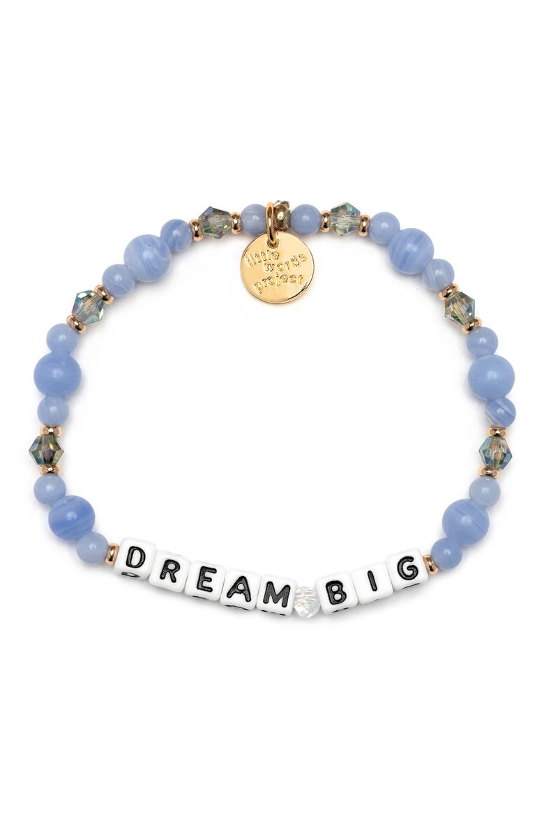 Dream Big Beaded Stretch Bracelet, Main, color, WHITE