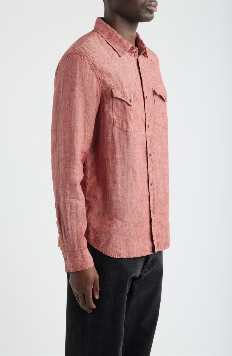 AG Rogan Linen Snap-Up Western Shirt, Alternate, color, Heritage Adobe Clay