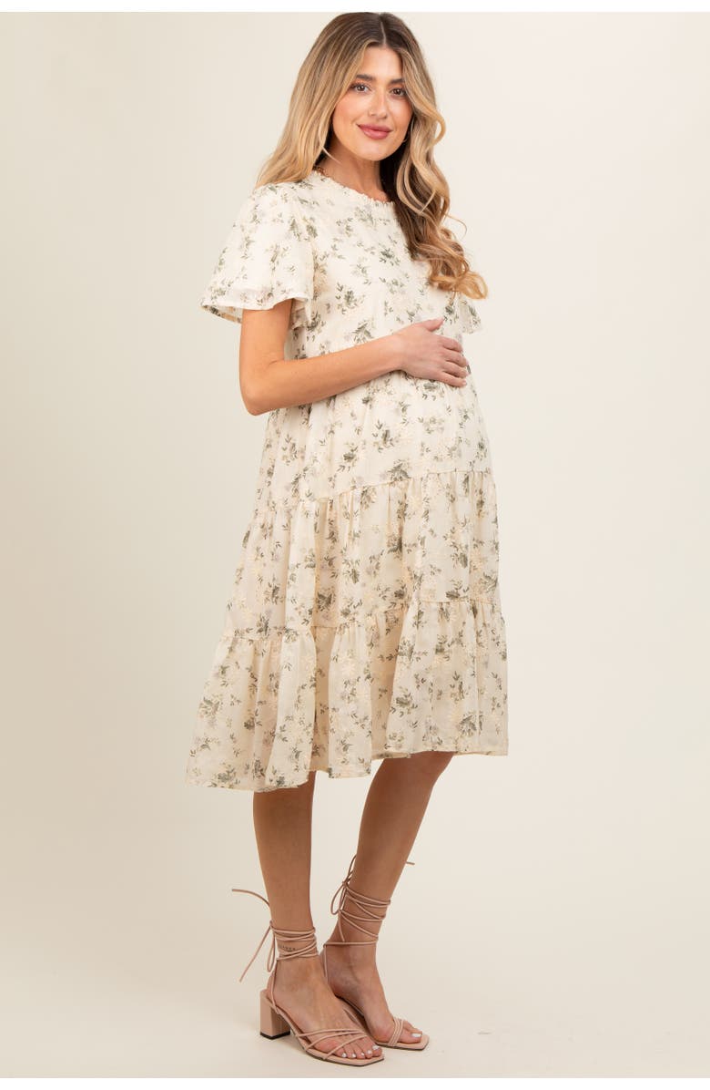 PinkBlush Floral Print Eyelet Lace Dress, Alternate, color, Cream