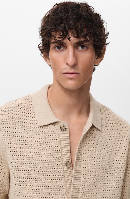 Mango Short Sleeve Openwork Cotton Blend Cardigan In Neutral