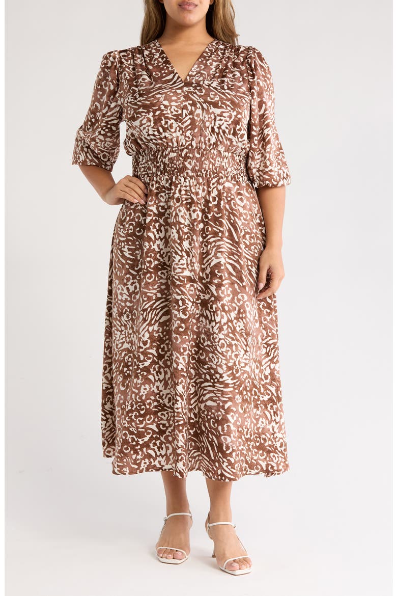 Patterned Maxi Dress, Main, color, CHOCOLATE