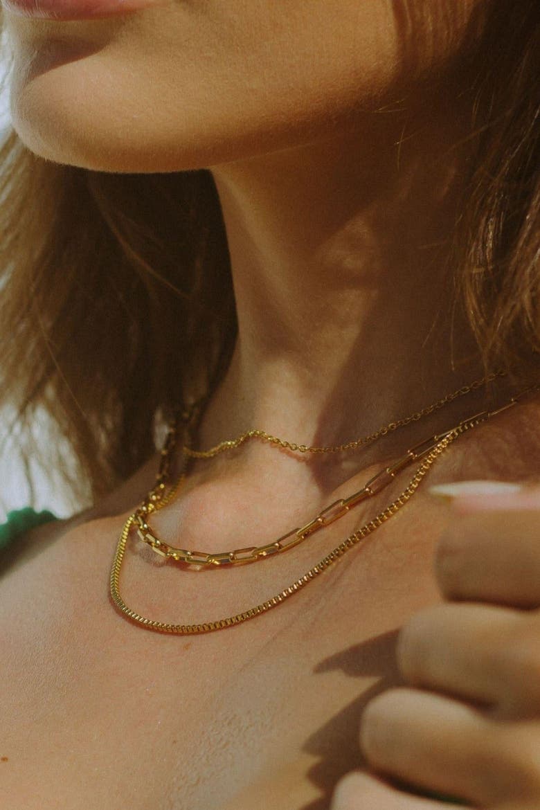 Saona Layered Necklace, Alternate, color, Gold
