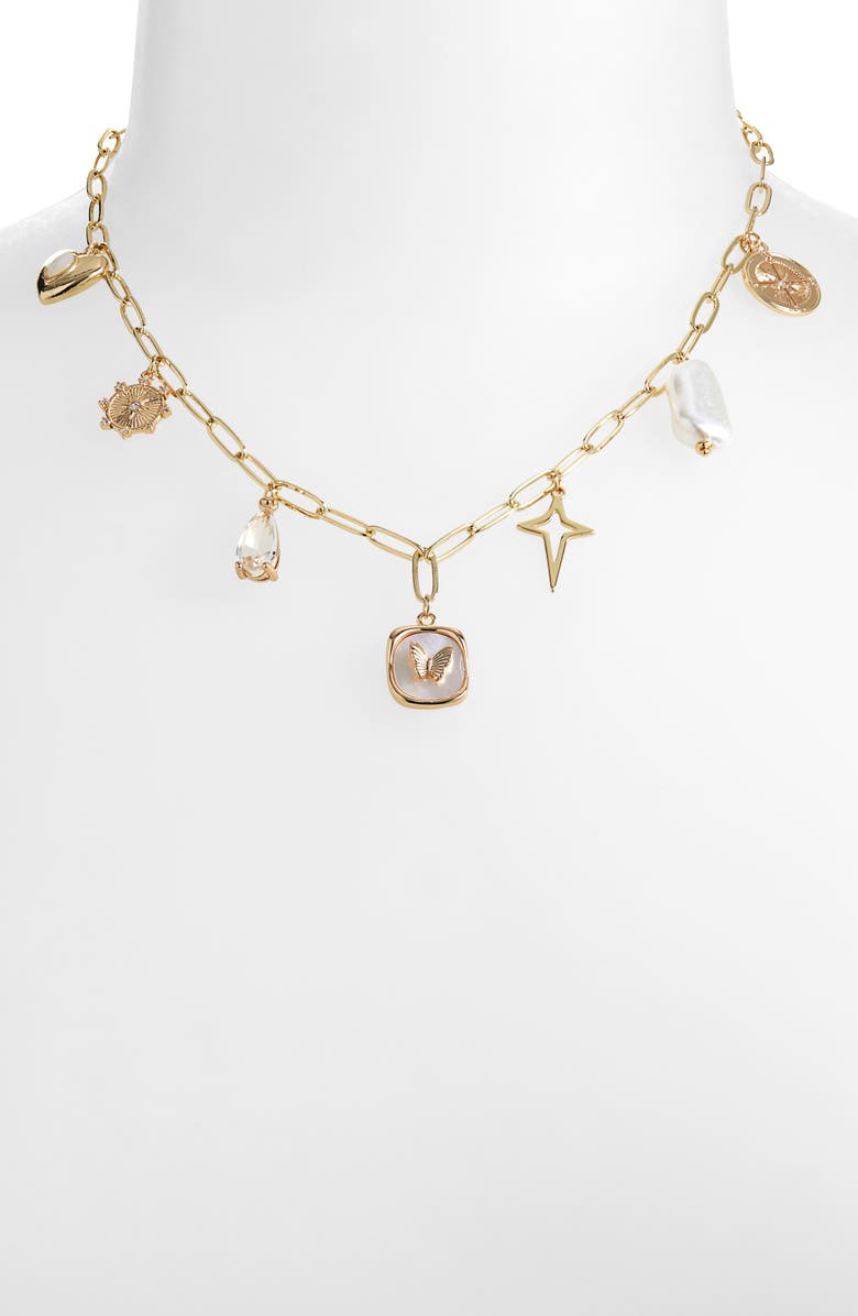 Panacea Faux Pearl Charm Necklace, Alternate, color, 