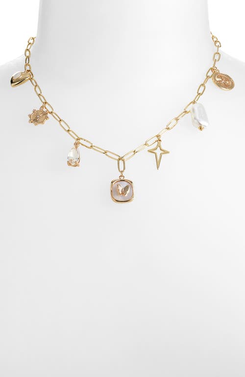 Panacea Faux Pearl Charm Necklace