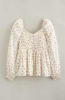 Treasure & Bond Kids' Floral Smocked Peplum Top