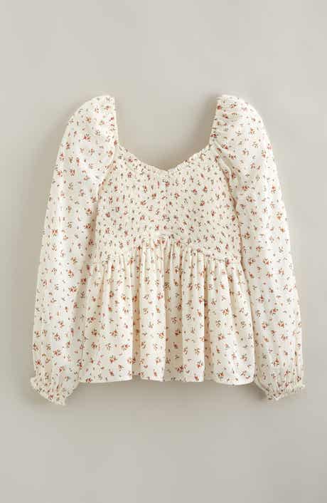 Treasure & Bond Kids' Floral Smocked Peplum Top