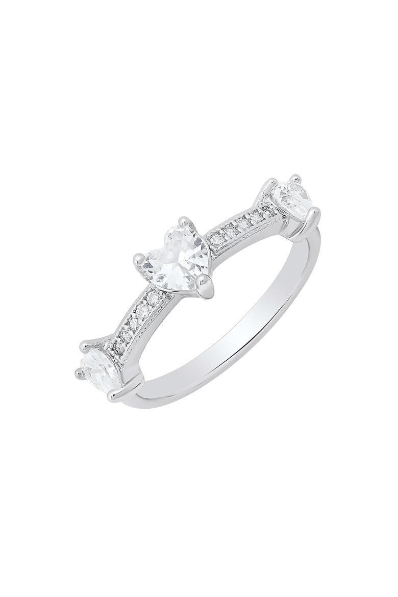 Simulated Diamond Heart Pavé Ring, Alternate, color, SILVER