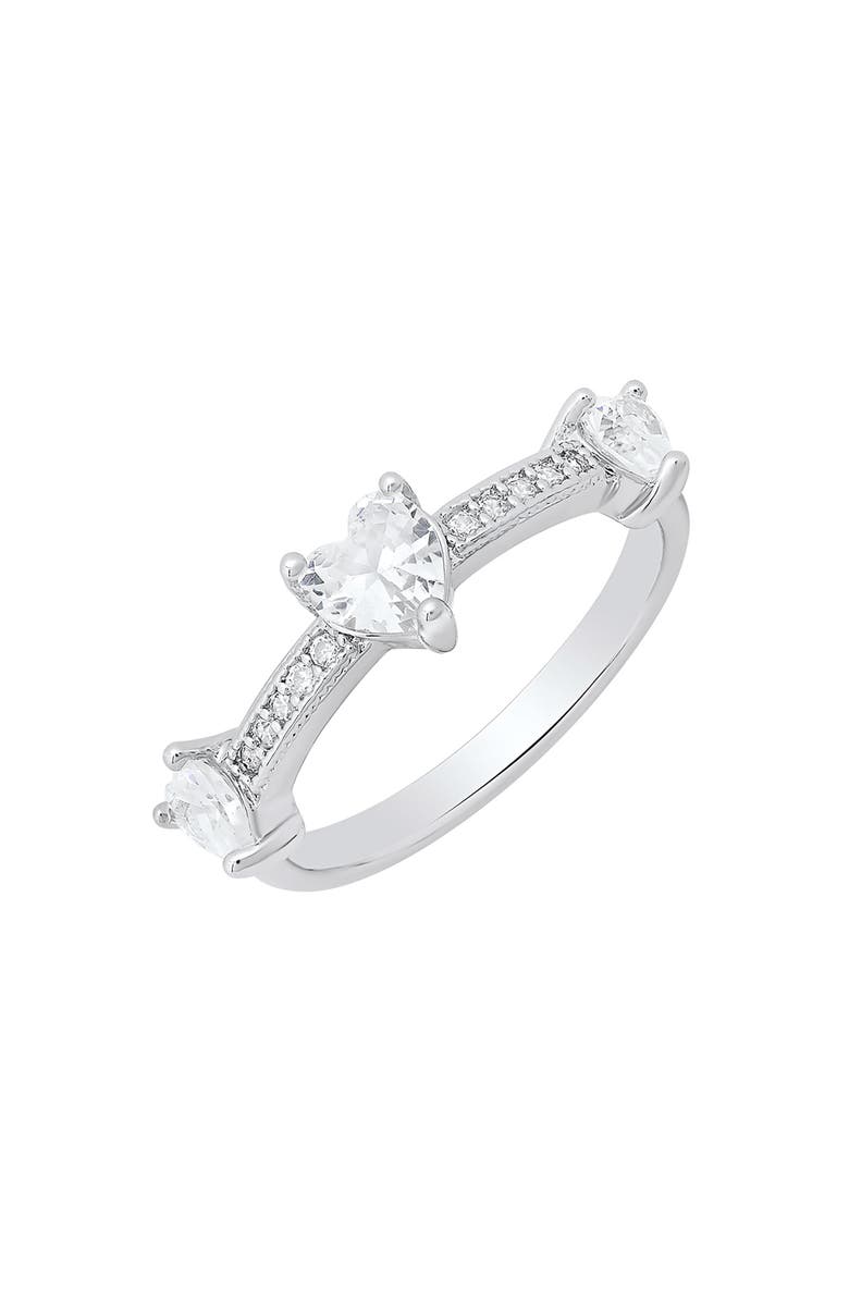 HMY JEWELRY Simulated Diamond Heart Pavé Ring, Alternate, color, Silver