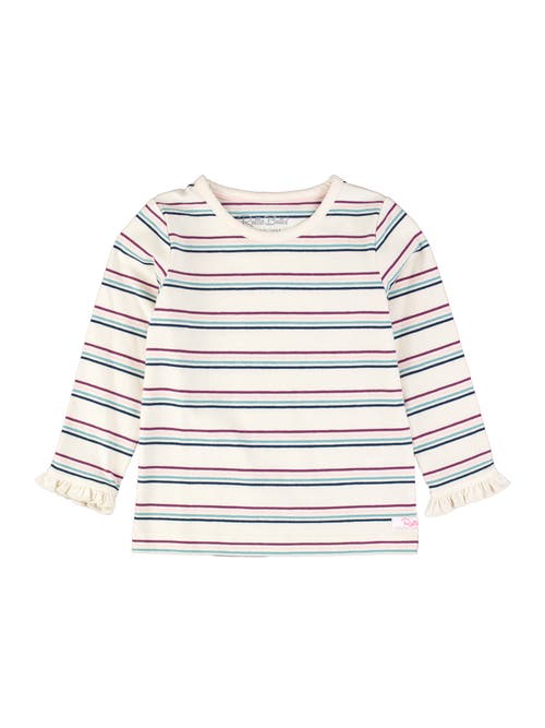Rufflebutts Girls Knit Long Sleeve Ruffle Layering Tee In Dahlia Stripe