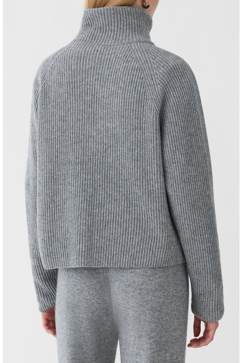 Ribbed Wool & Cashmere Zip Cardigan, Alternate, color, NICKELMELANGE
