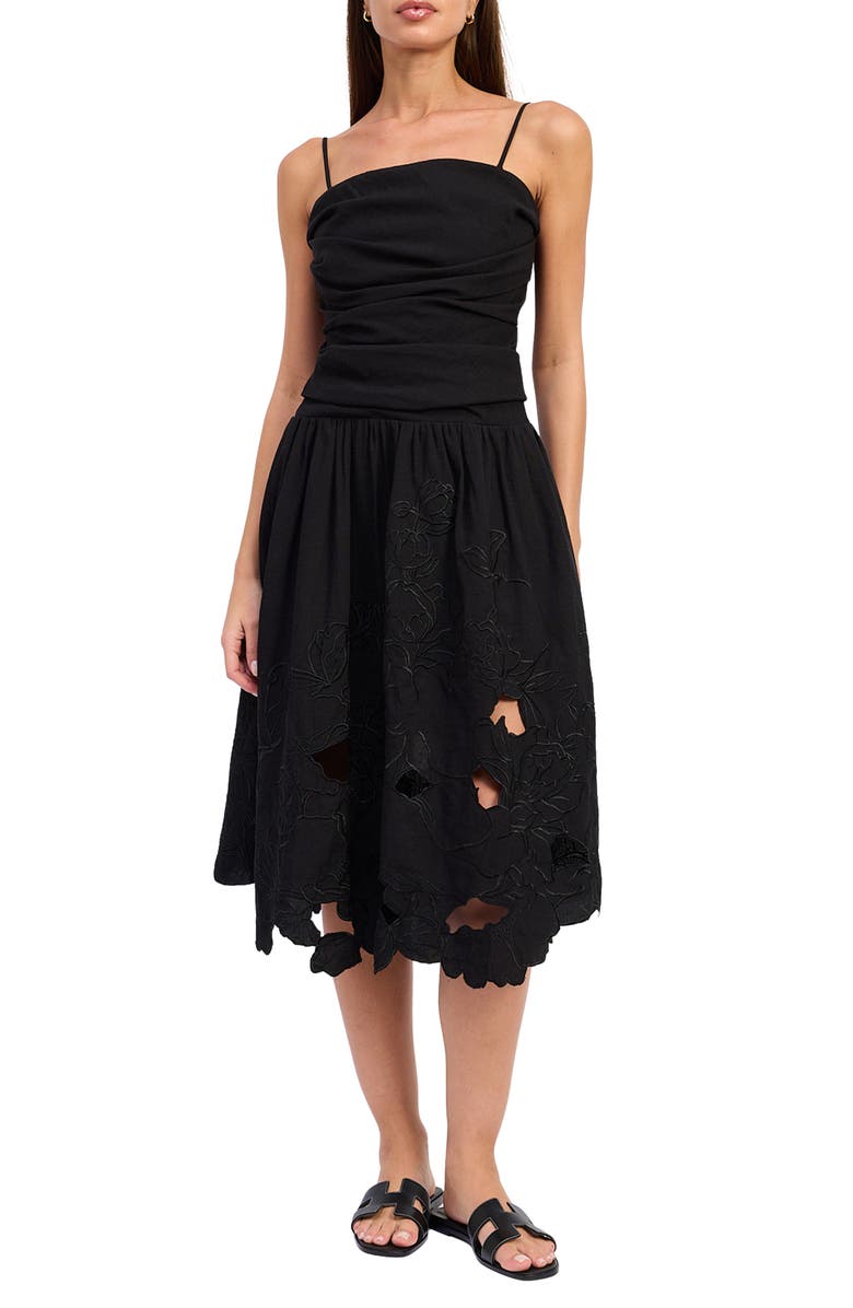 En Saison Mabel Embroidered Midi Dress, Main, color, Black