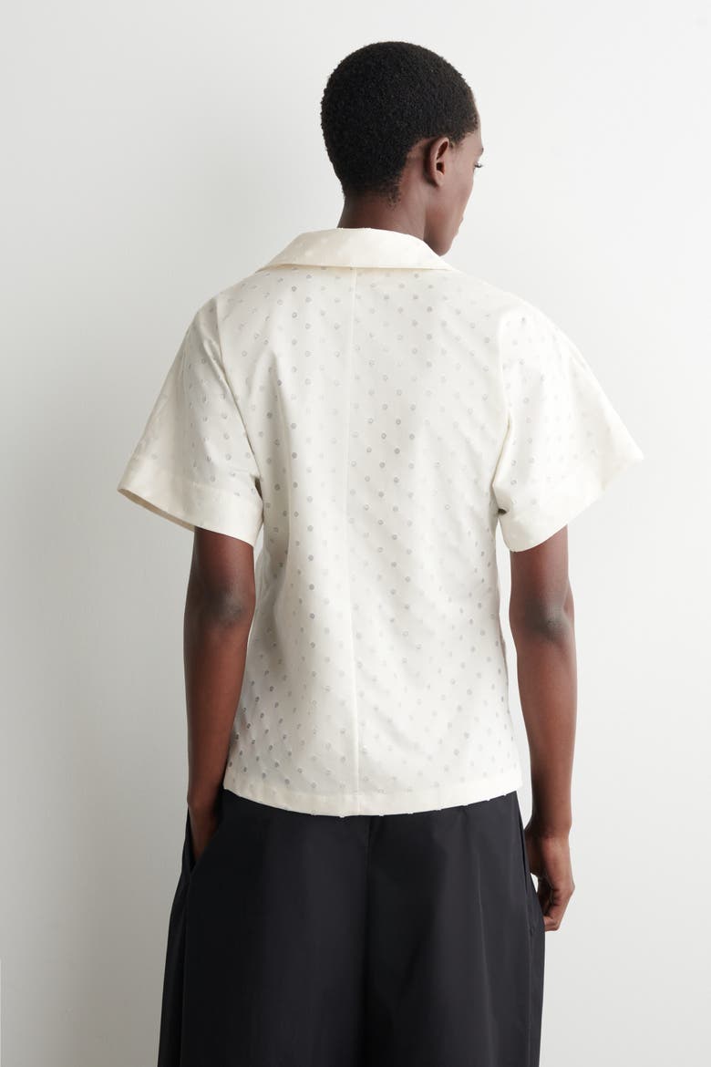 Polka-dot Jacquard Cotton Shirt, Alternate, color, WHITE / POLKA DOT