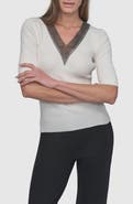 DKNY Embellished V-Neck Sweater