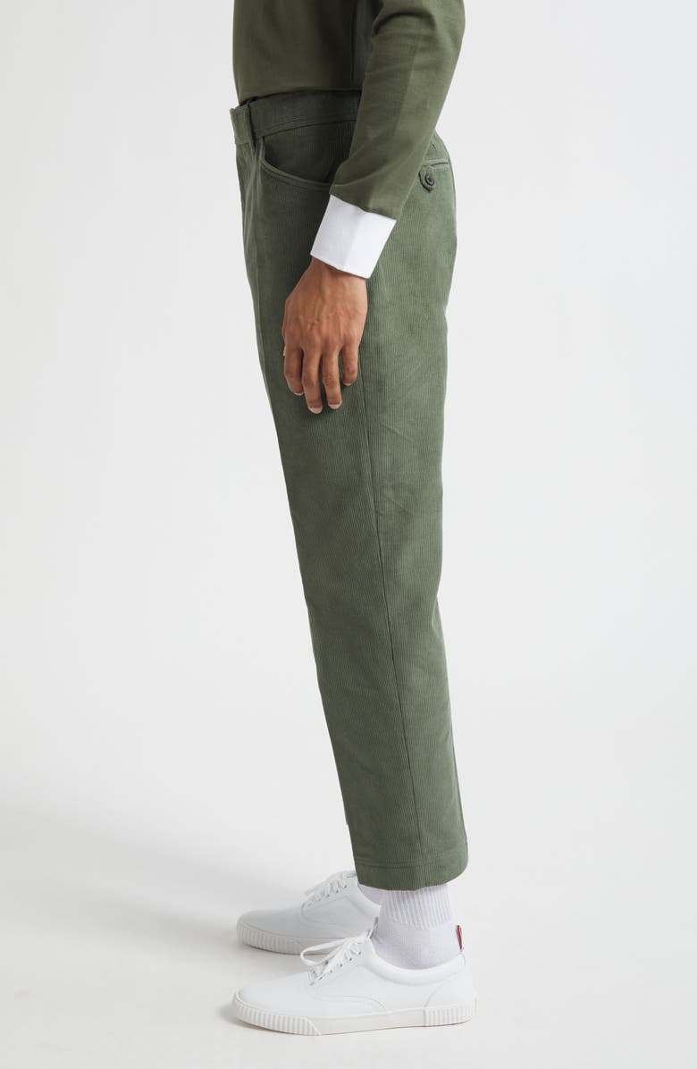 Thom Browne Sailor Pocket Tapered Leg Corduroy Chinos, Alternate, color, Light Green