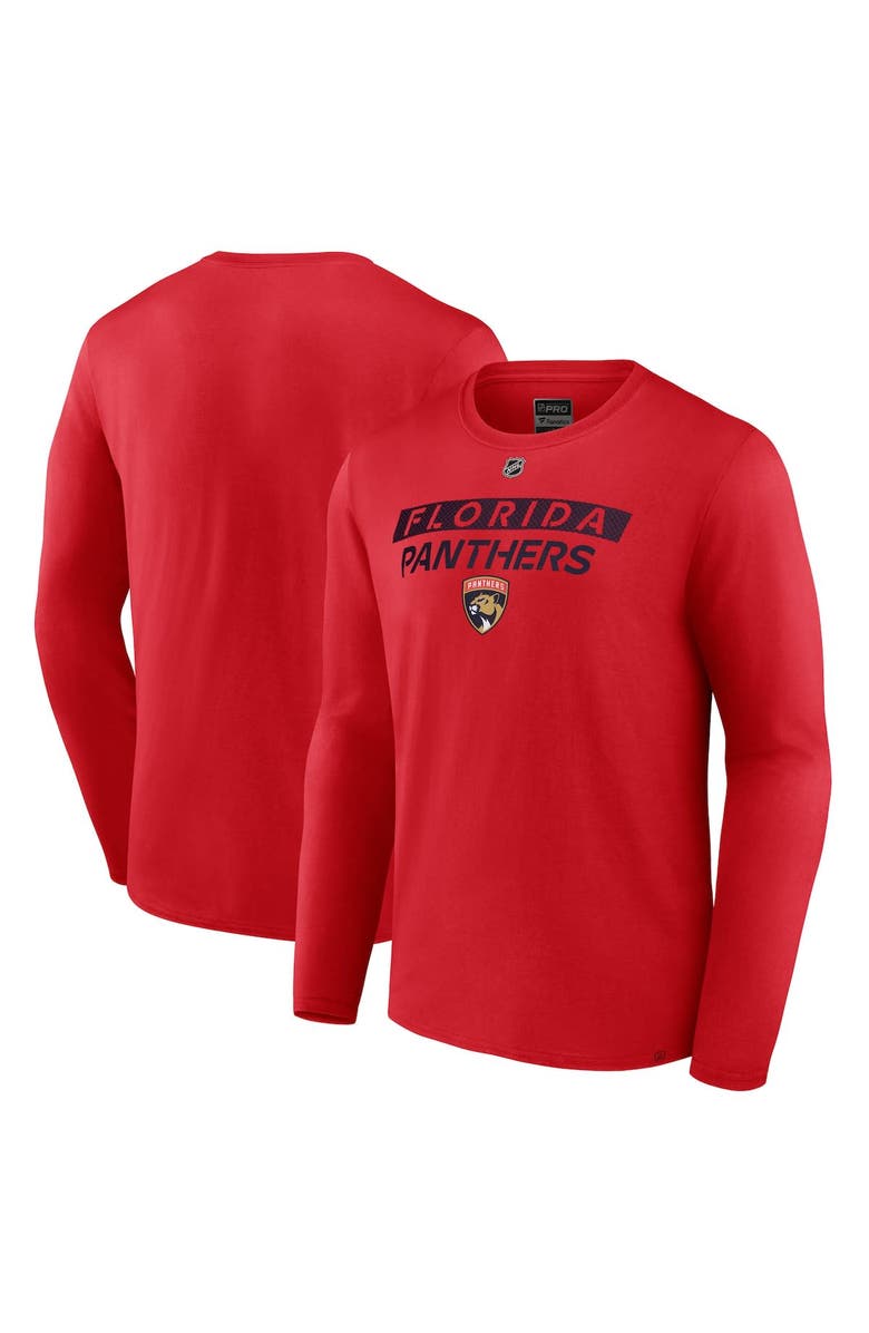 FANATICS Men's Fanatics Red Florida Panthers Authentic Pro Primary Logo Long Sleeve T-Shirt, Alternate, color,