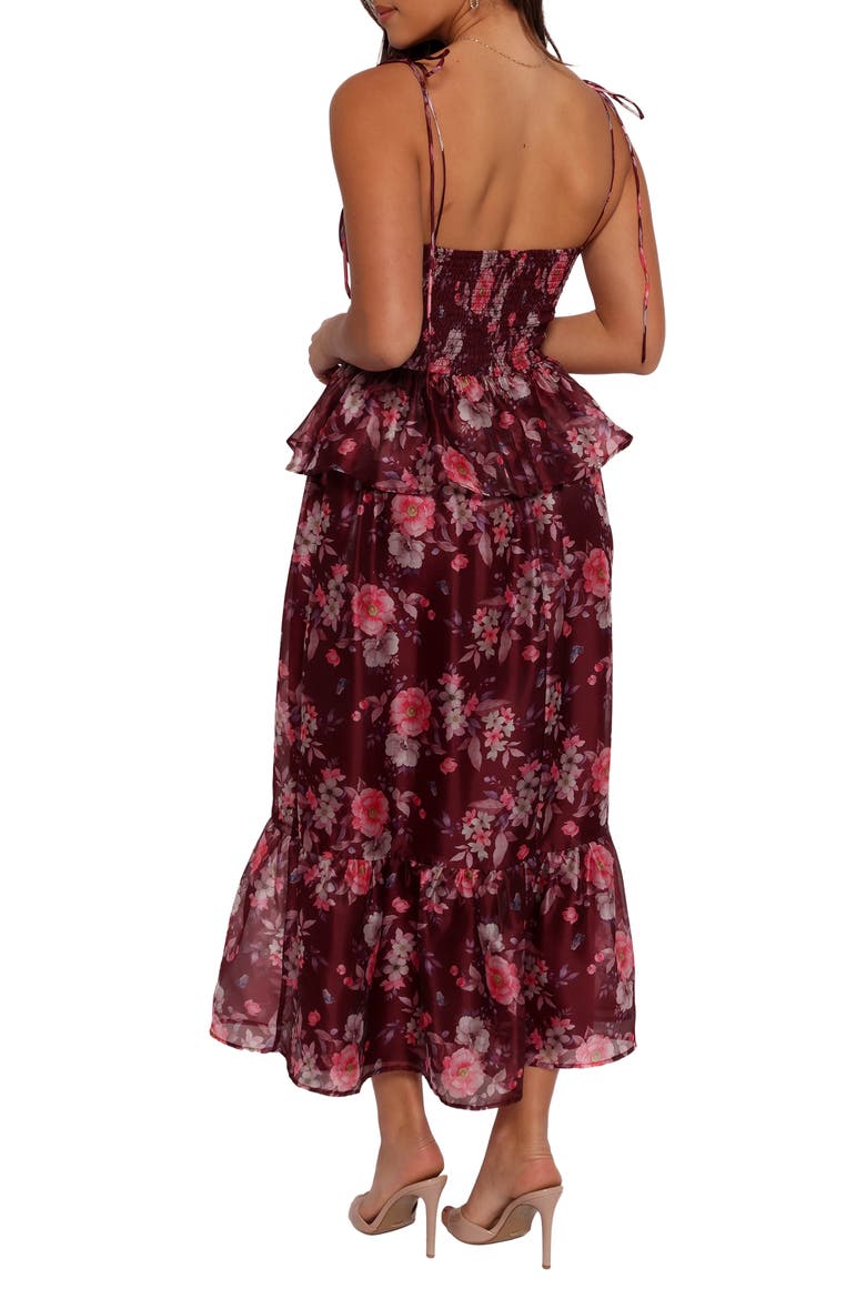 Mazy Floral Peplum Tiered Maxi Dress, Alternate, color, PURPLE/ MAGENTA