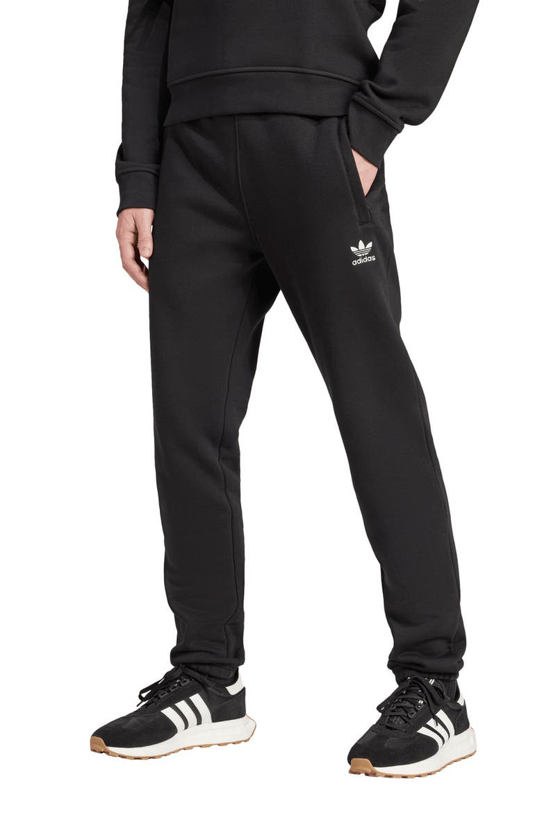 Trefoil Essentials Slim Fit Sweatpants, Main, color, BLACK