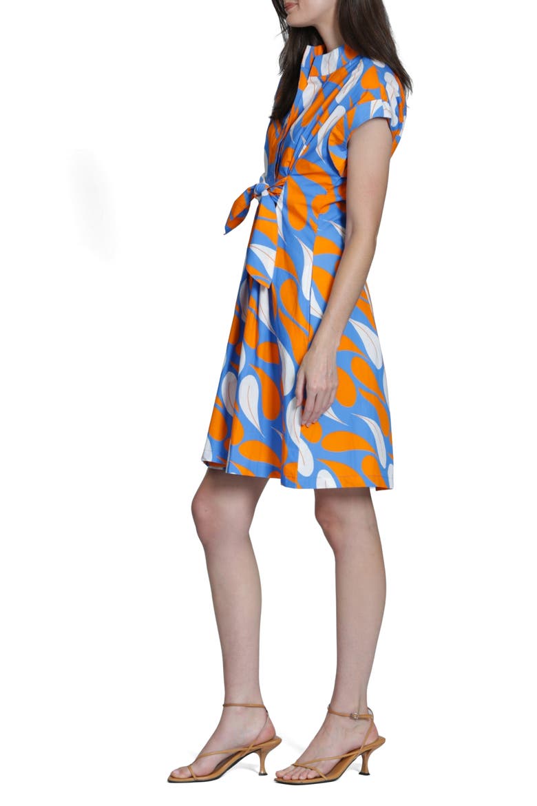 Floral Print Belted A-Line Dress, Alternate, color, ORANGE MULTI