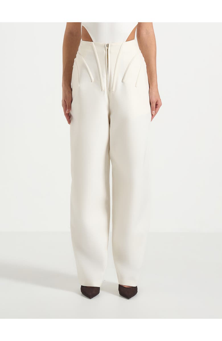 Manière De Voir Rena High Waisted Corset Sculptural Trousers, Alternate, color, Off White