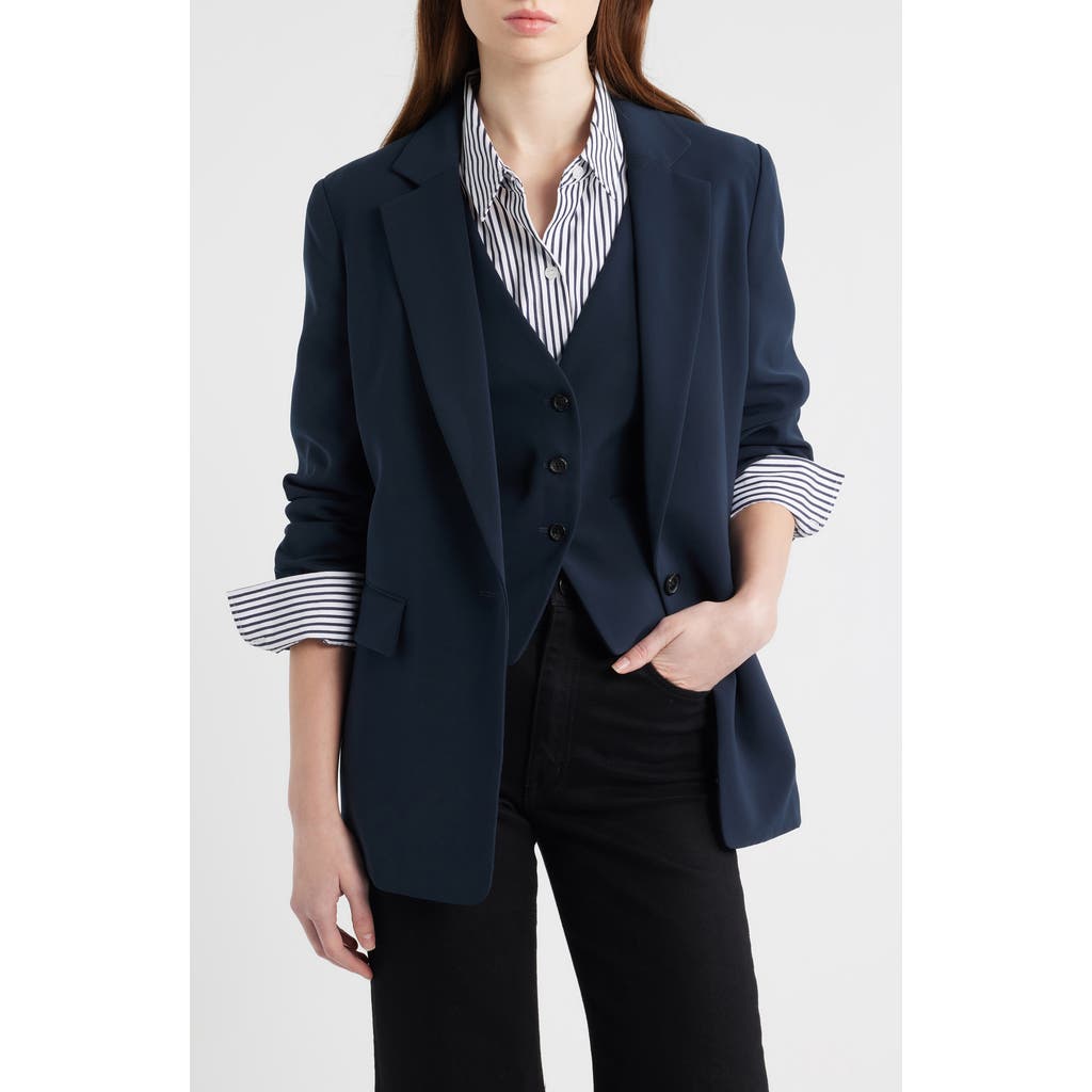 Rag & Bone Jennifer Slim Fit Vest & Blazer Set In Blue