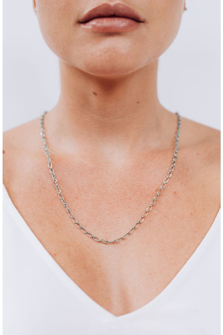 Rectangle Link Chain Necklace, Alternate, color, SILVER
