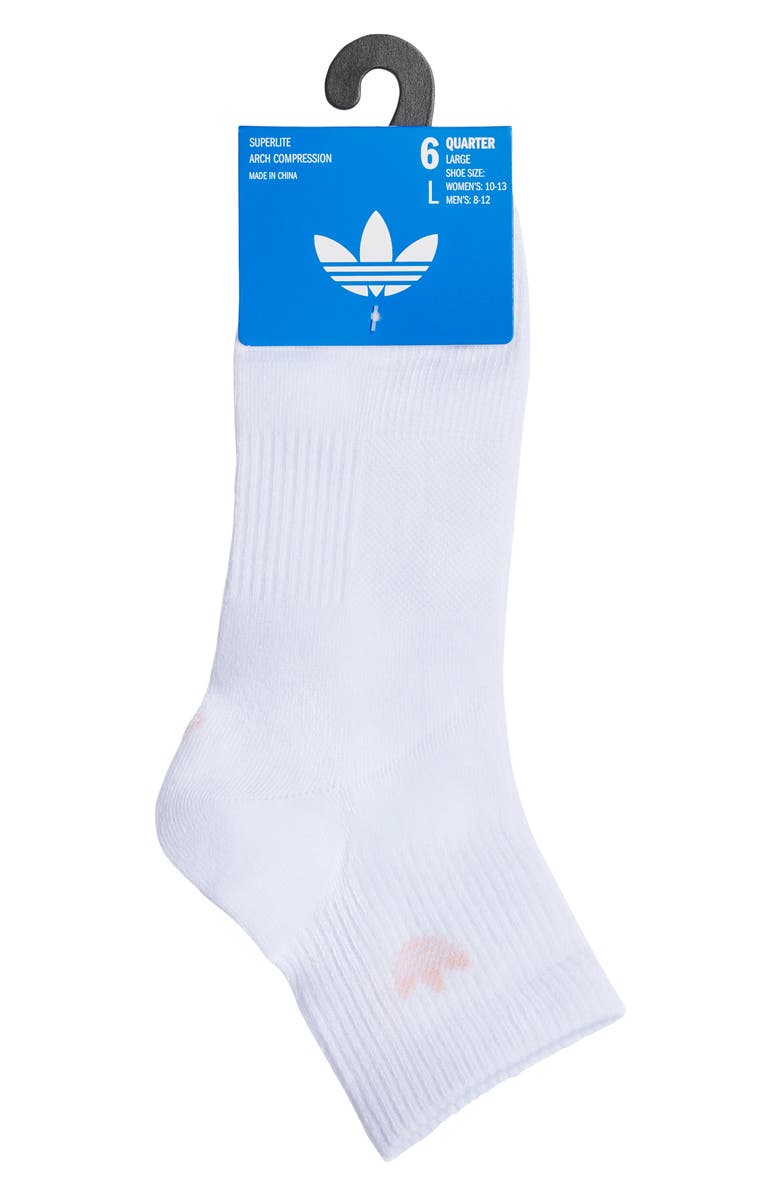 adidas Gender Inclusive Originals Superlite Assorted 6-Pack Quarter Socks, Alternate, color, White/ Pink/ Sky Blue