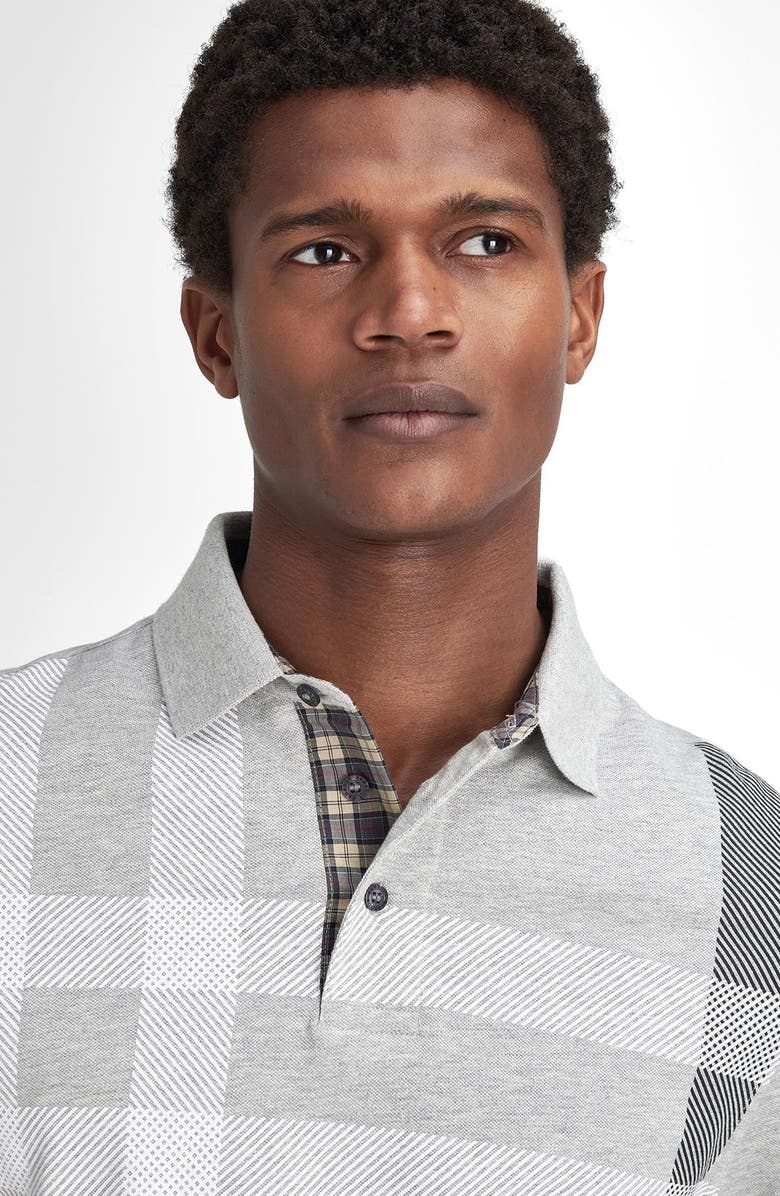 Barbour Blaine Tartan Long Sleeve Polo, Alternate, color, Grey Marl