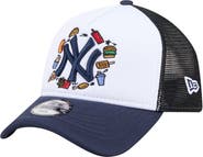 New Era Youth New Era White/Navy New York Yankees Food A-Frame 9FORTY Trucker Adjustable Hat