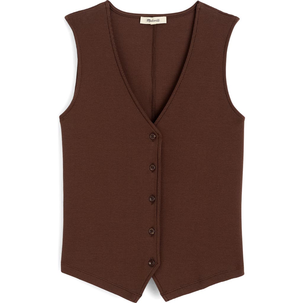 Madewell Ribbed V-neck Vest In Brown