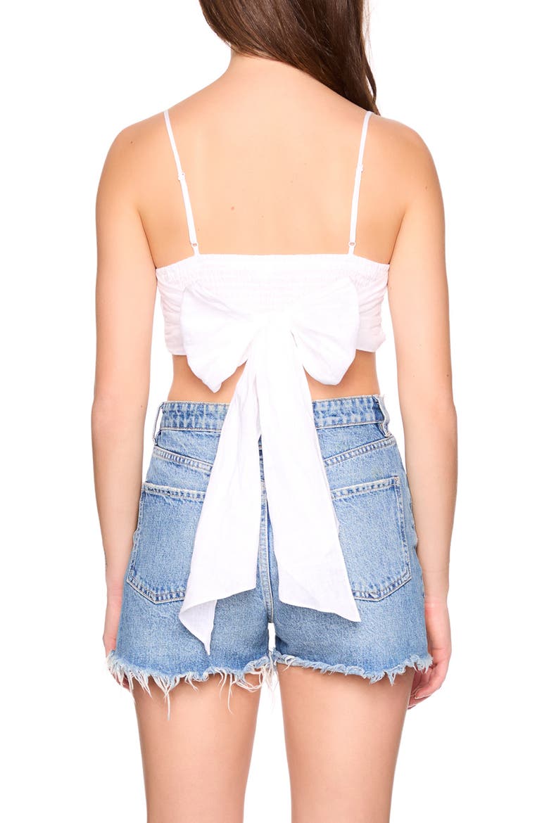 Tie Back Linen Crop Camisole, Alternate, color, SUGAR
