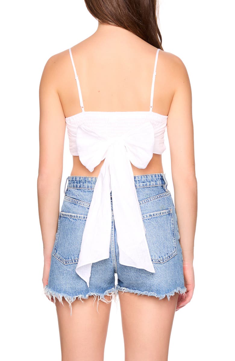 Susana Monaco Tie Back Linen Crop Camisole, Alternate, color, Sugar